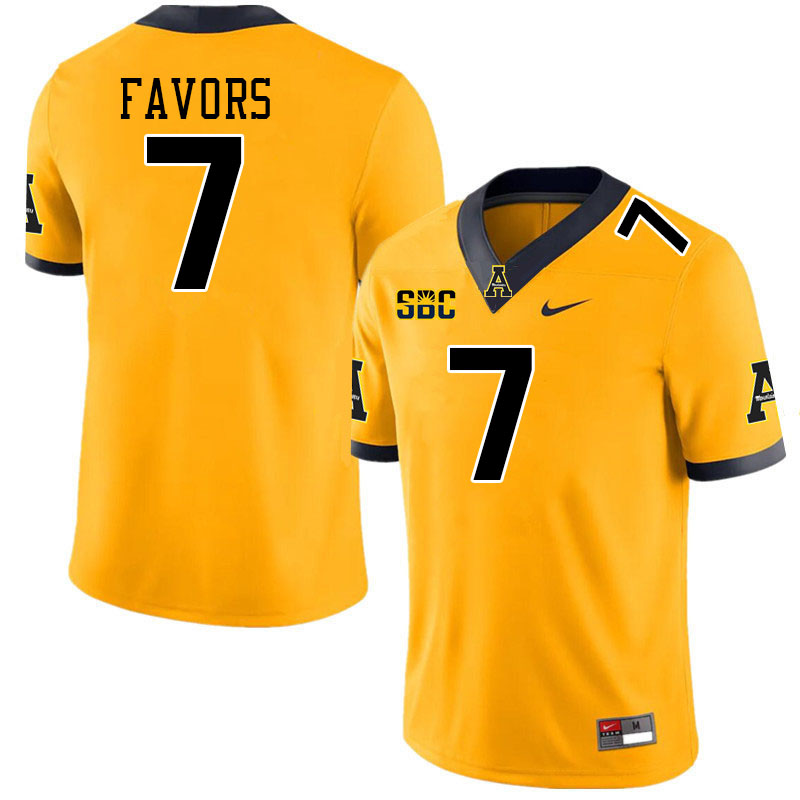 Men #7 Jordan Favors Appalachian State Mountaineers College Football Jerseys Stitched-Gold